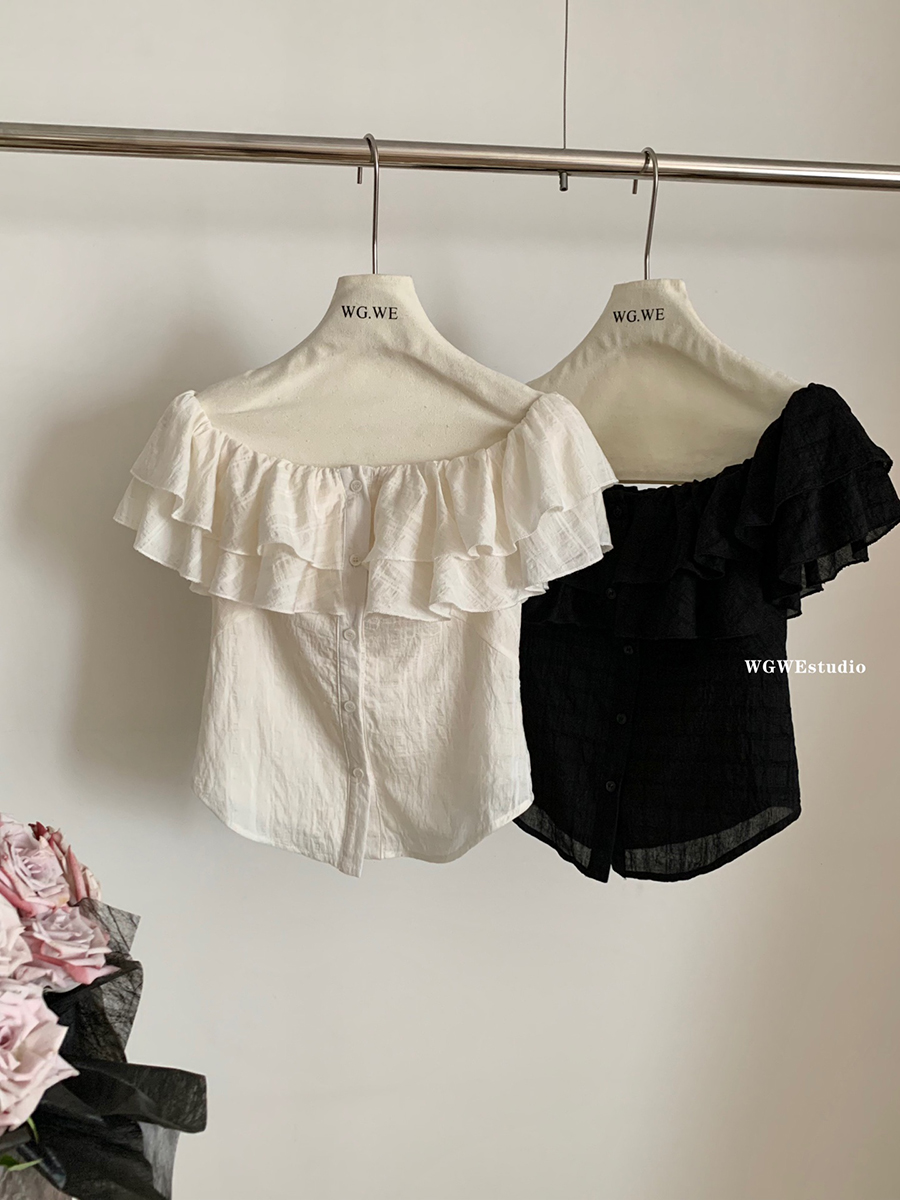 仲夏日记杏色法式短袖衬衫2024