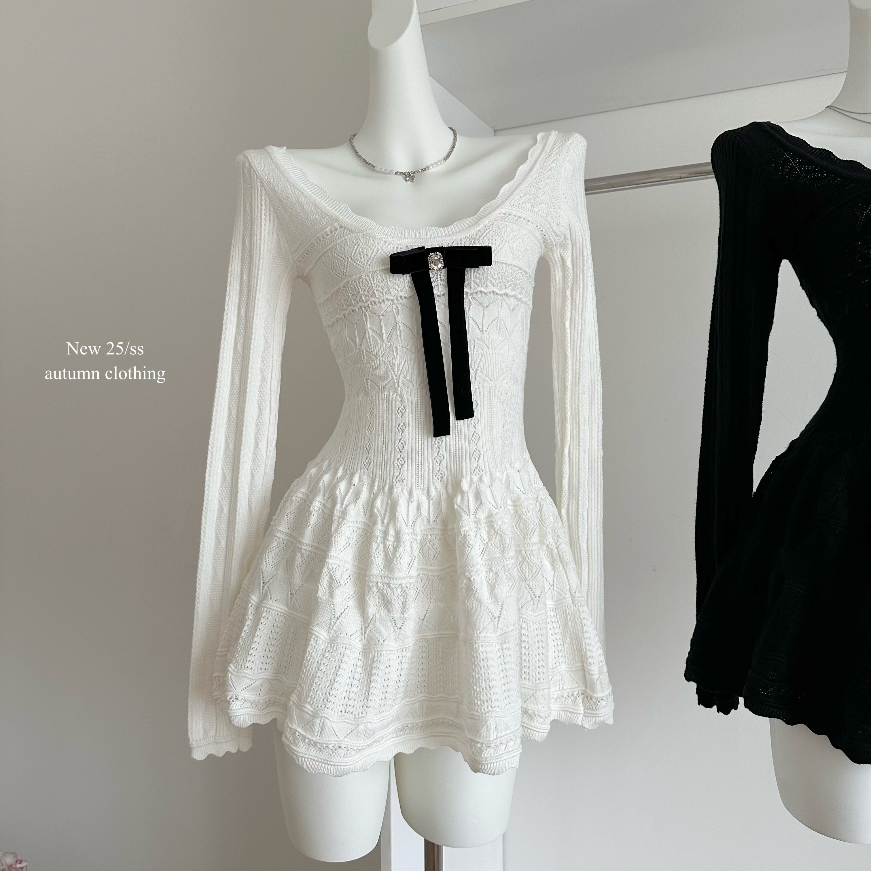 白月光法式巨好看的早秋连衣裙