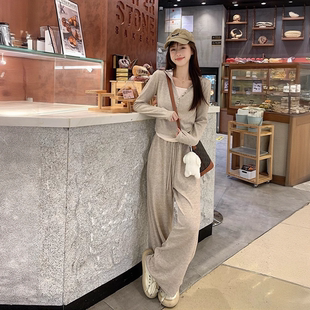 休闲连帽卫衣长裤 宽松显瘦时尚 两件套潮 女春秋假两件韩版 糯米套装