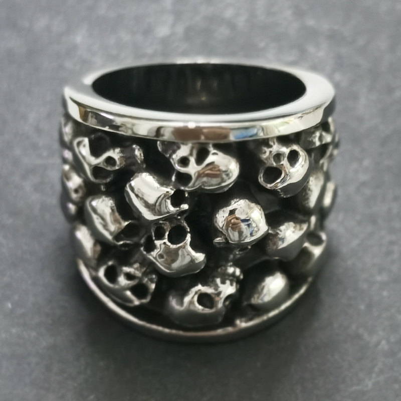 朋克风钛钢男士戒指霸气复古扳指潮人夜店酒吧饰品单身做旧指环