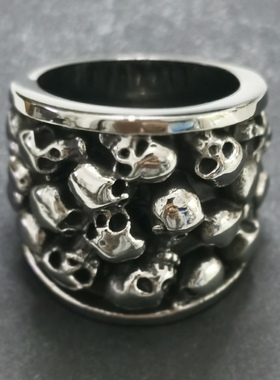 暗黑元素男士钛钢朋克不掉色戒指