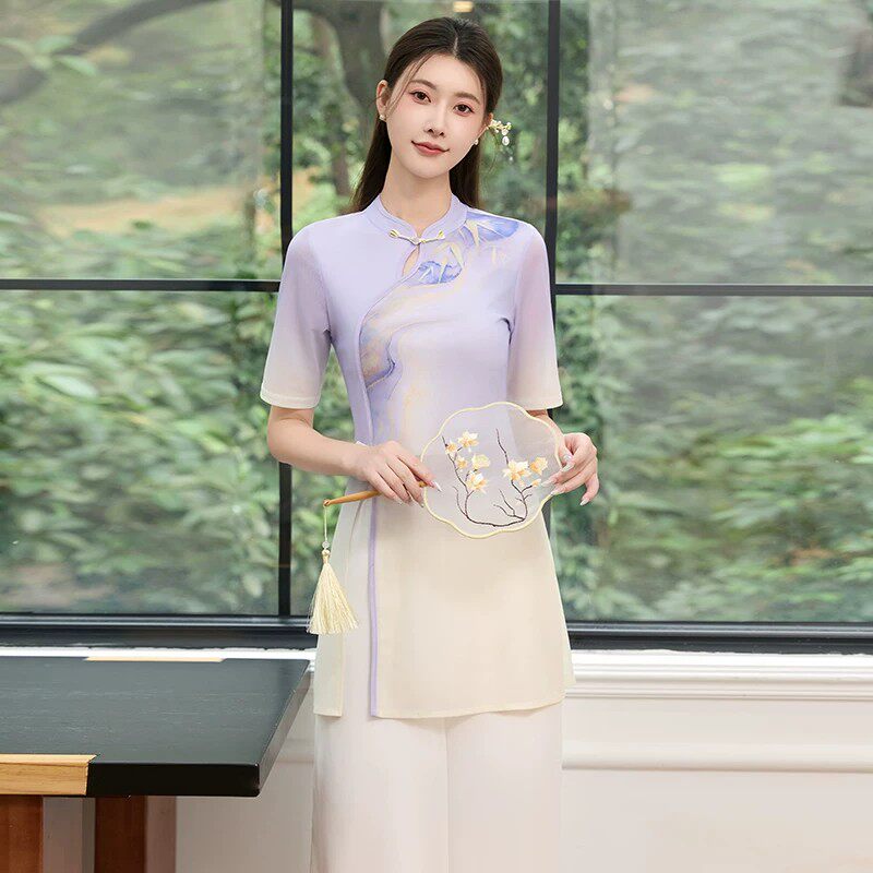 夏季新中式美容师工作服连衣裙