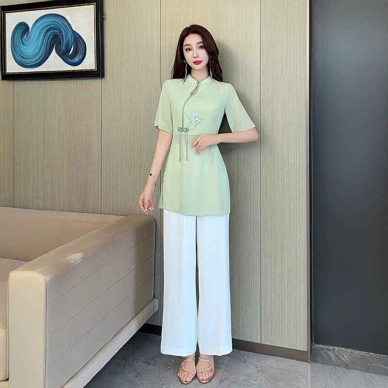 高端足浴推拿遮肚工作服套装