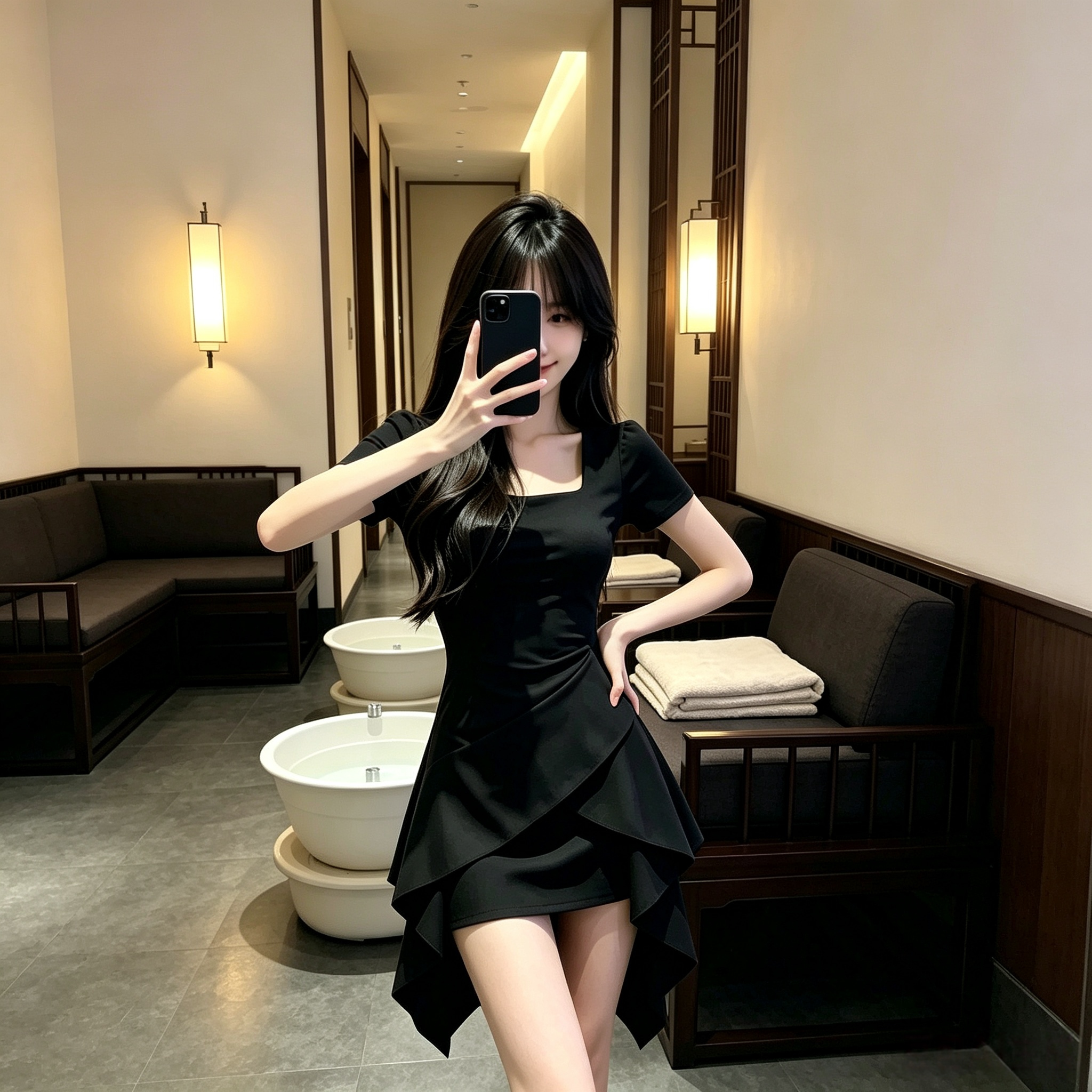 夜总店V领显瘦连衣裙新潮