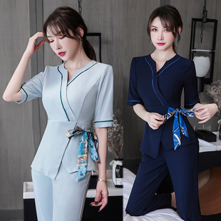 2024美容师工作服显瘦 酒店足疗沐足按摩工衣女 美容院高档技师服