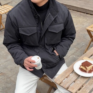 ZHUOLINZHANG老钱风立领多口袋棉衣男冬季加厚保暖猎装夹克外套