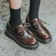 英伦复古小皮鞋 日系jk鞋 女ins学院风平底棕色单鞋 学生系带马丁鞋