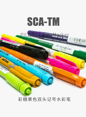 PILOT百乐SCA-TMTwin Marker多彩糖果色双头勾线笔光盘记号水彩笔
