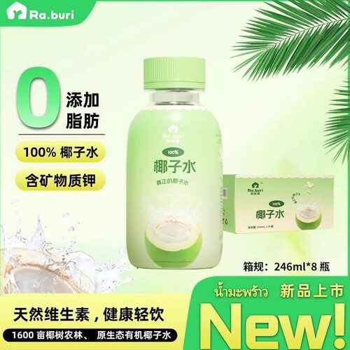 叻丕里网红纯椰子水246ml瓶装