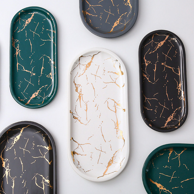 北欧香薰瓶托盘陶瓷大理石金纹椭圆盘子寿司盘创意首饰收纳盘浴室,家居饰品,香薰托盘,淘宝优惠券,粉丝福利购,淘宝优惠卷