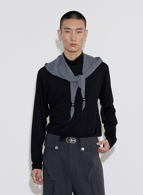 SoleMass Hooded Shawl 复古条纹羊毛披肩 连帽绑带男女 秋冬百搭