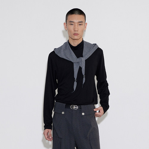 SoleMass Hooded Shawl 复古条纹羊毛披肩 连帽绑带男女 秋冬百搭