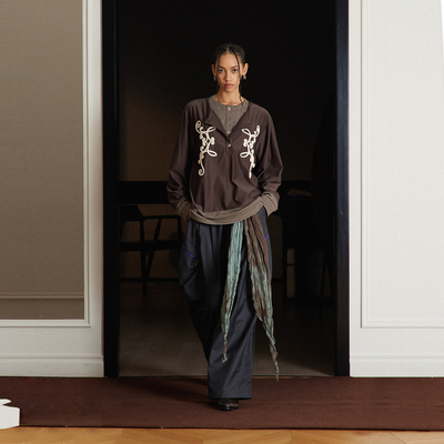 SoleMass Stripes 层次假两件条纹长袖 复古刺绣打底男女T恤上衣