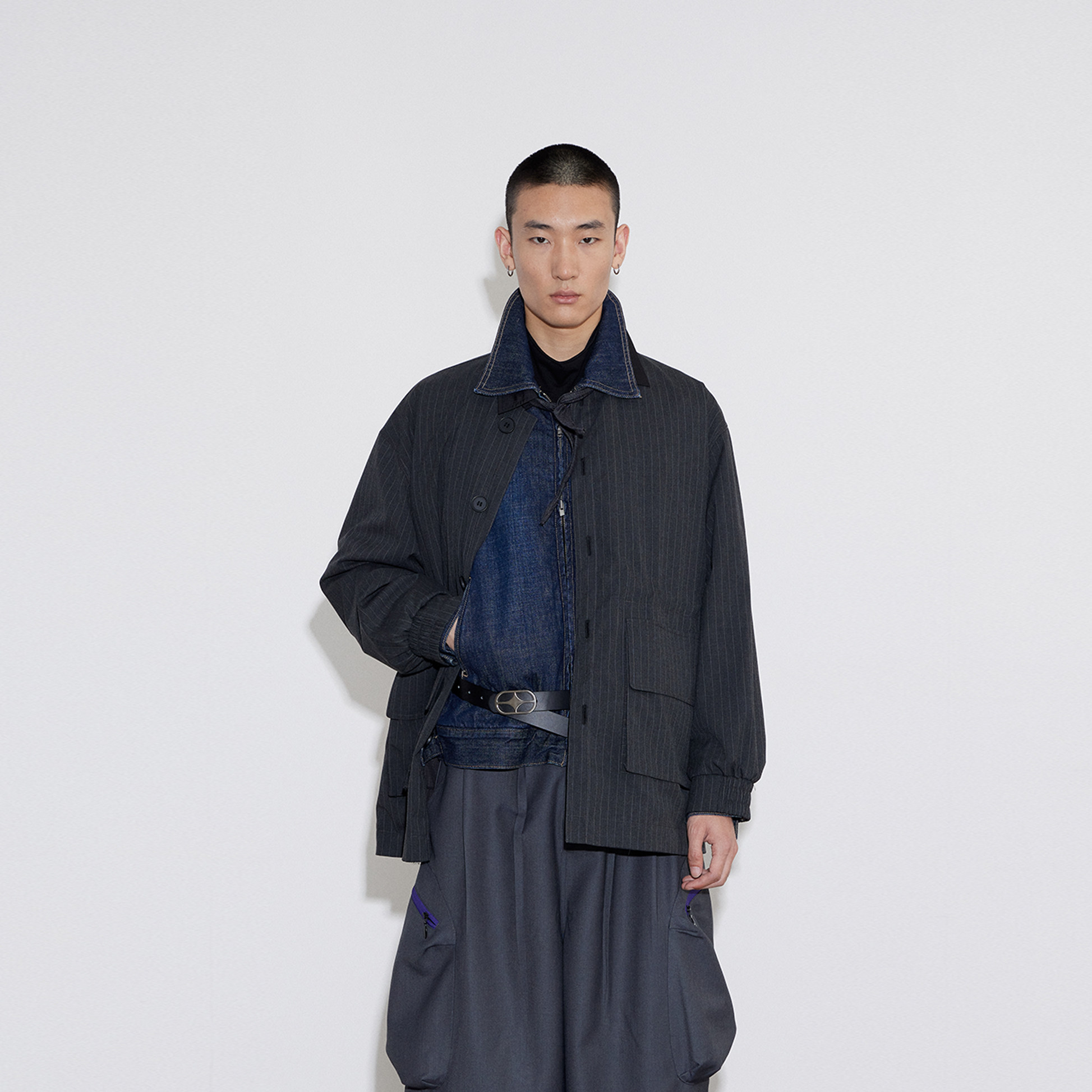 SoleMass ReversibleJacket双面穿工装夹克 条纹工装上衣外套男女