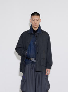 SoleMass ReversibleJacket双面穿工装夹克 条纹工装上衣外套男女