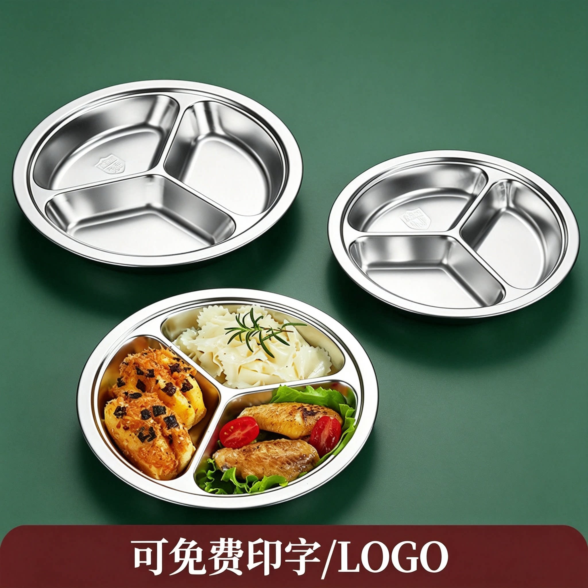 不锈钢幼儿园餐盘分格饭盘菜盘