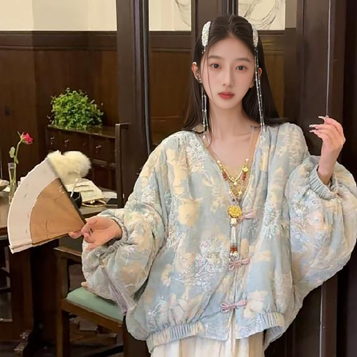 Ayomis涤纶国风新中式百羽绒服