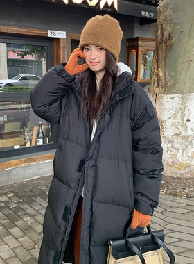 Mistletoe90白鸭绒魔术贴长款式黑色羽绒服w300-p340-k498