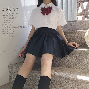襯衣 2020放學(xué)來玩吧 夏丸襟角襟jk制服白襯衫 女短袖 蝴蝶結(jié)花學(xué)生