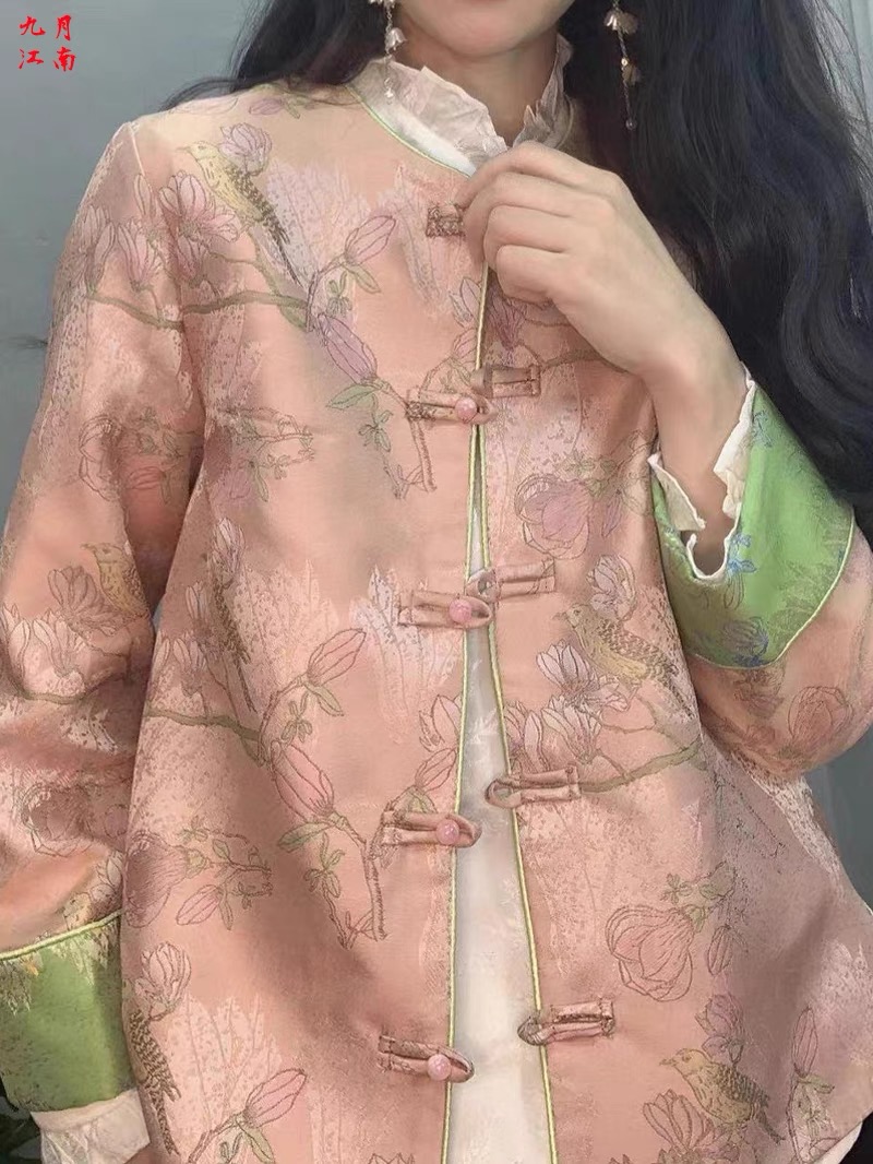 中国风中式唐装圆领盘扣外套女