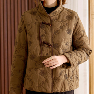 新中式妈妈冬装羽绒棉服2025新款中老年秋冬外套短款加绒小棉袄女