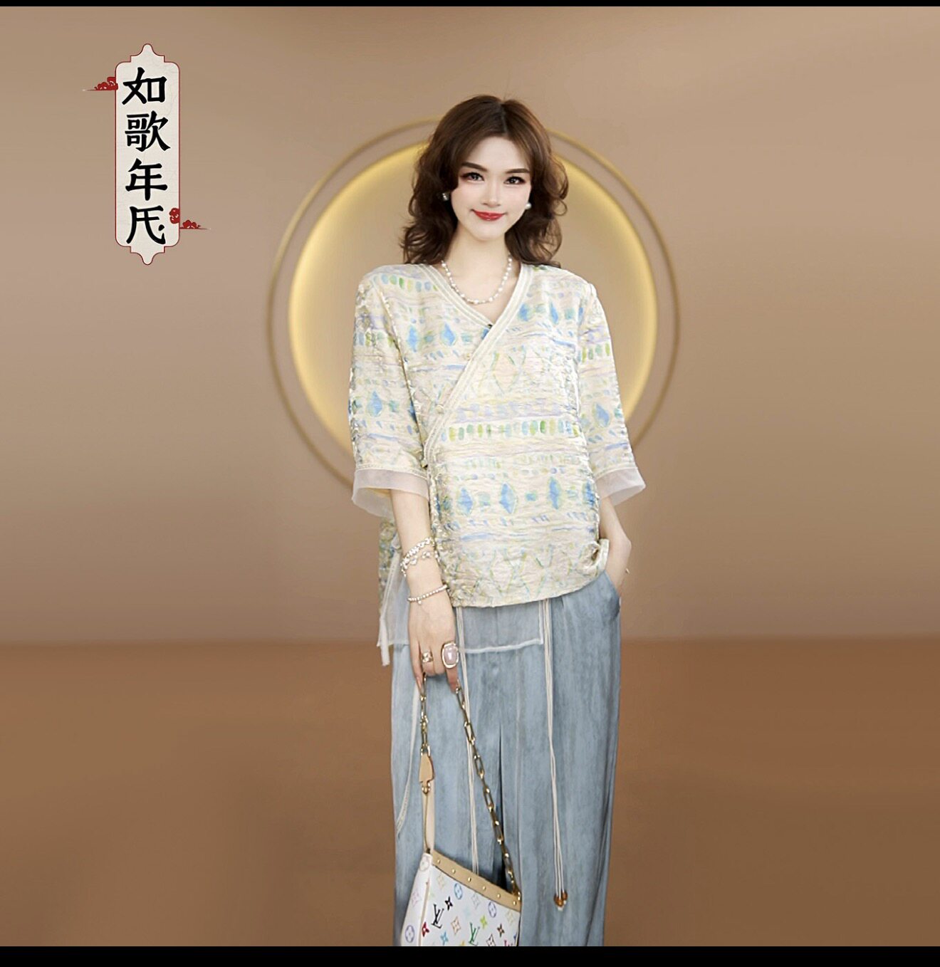 意系带国风改良汉服女文艺上衣图片