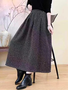 2025条纹气质时尚高腰长裙半身裙长款半裙碎花显瘦女装D8008