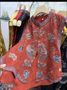 马甲仿丝缎女显瘦气质 新款 FH8809新中式 国风高端提花刺绣2026春季