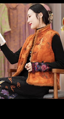 水貂毛领加厚坎肩冬外套气质