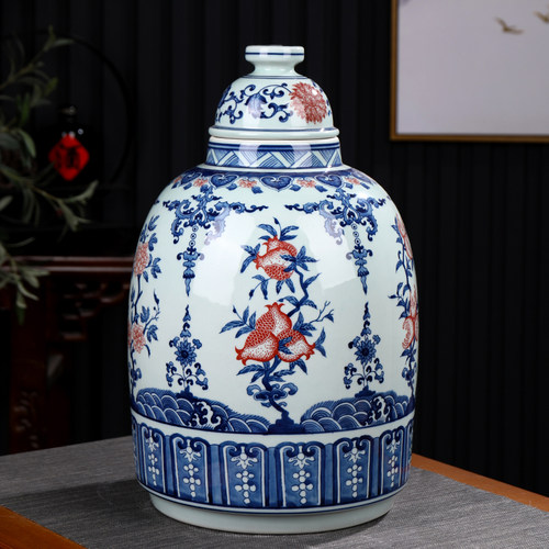 景德镇陶瓷高档酒瓶手绘青花密封酒坛20斤装白酒罐窖藏空酒坛子
