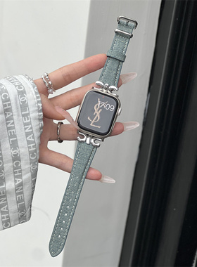 凯旋门金属拼牛仔皮表带适用于s78iwatch654SE苹果手表带s9女首饰