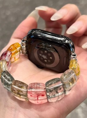 适用于applewtach10苹果s9手表带iwatchse水晶石s8透明s7高级感s6