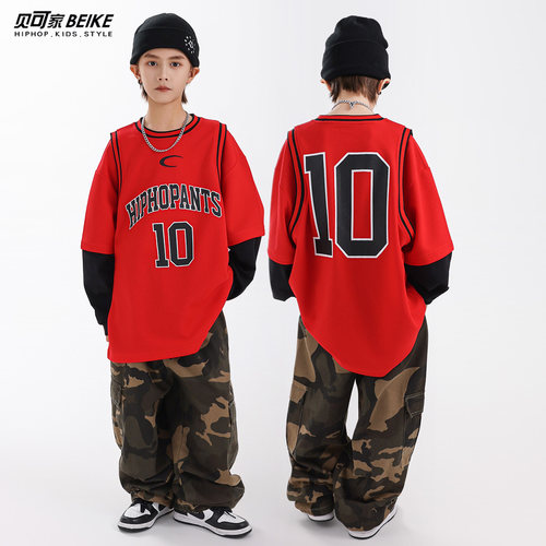 贝可家儿童街舞潮服套装嘻哈风潮牌hiphop少儿街舞服装男童演出服