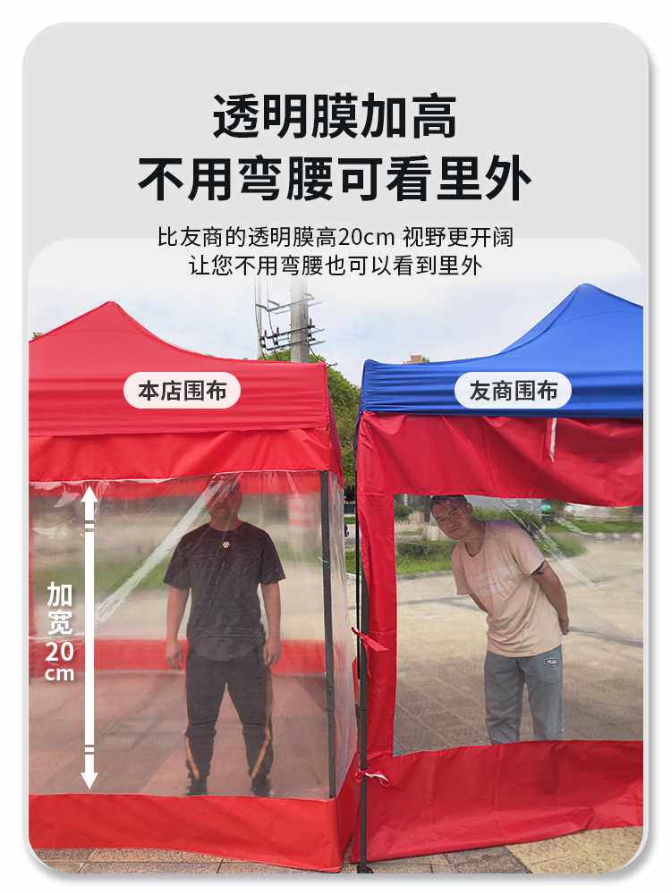 帐篷围布透明加厚摆摊四脚伞挡风布雨棚四角大棚四周防风保暖围挡