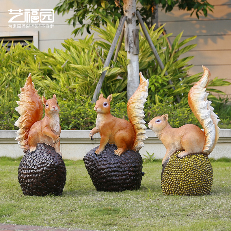 仿真松鼠雕塑玻璃钢动物户外庭院花园创意挂件园林绿化装饰品摆件