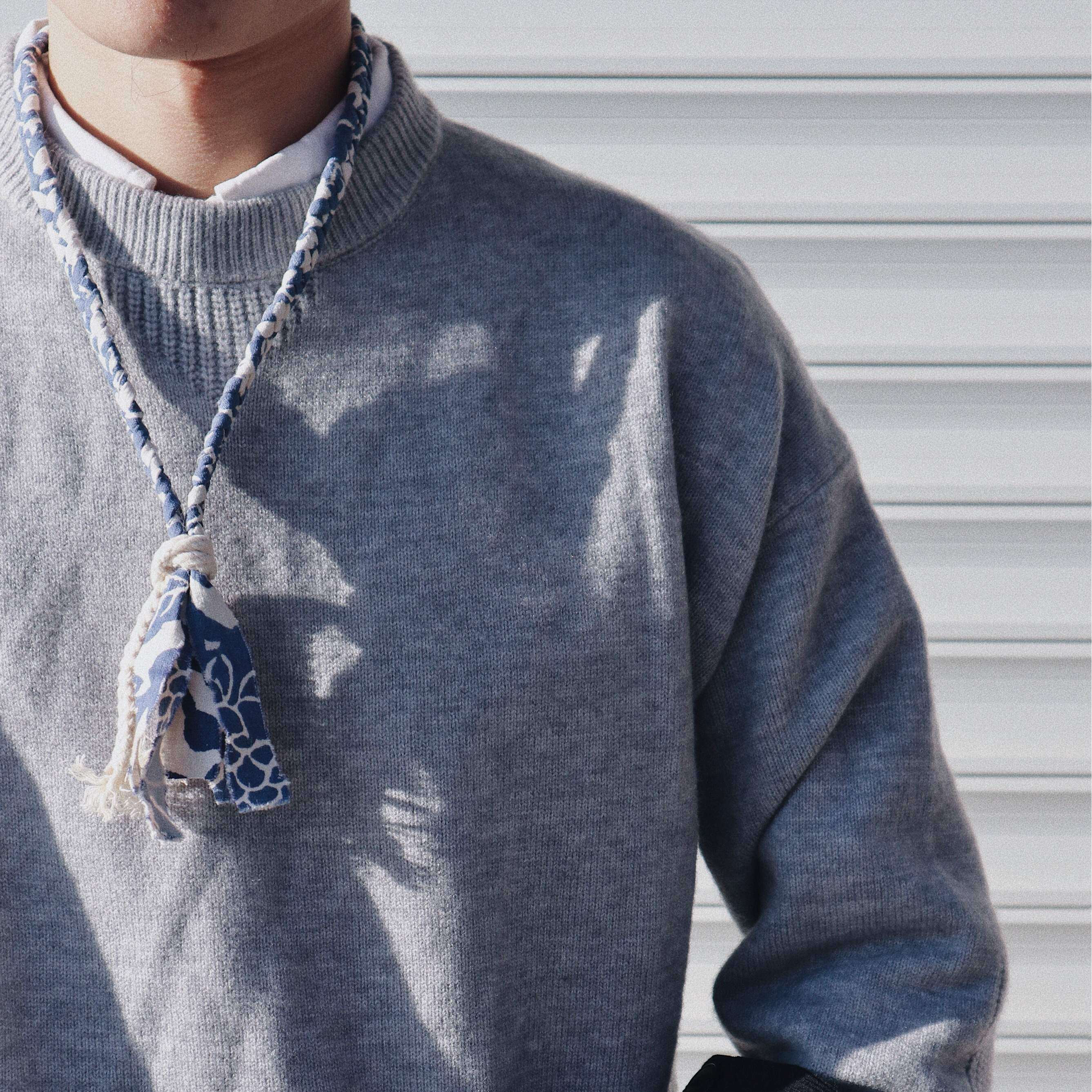 蓝染挂绳原创手工编织复古项链