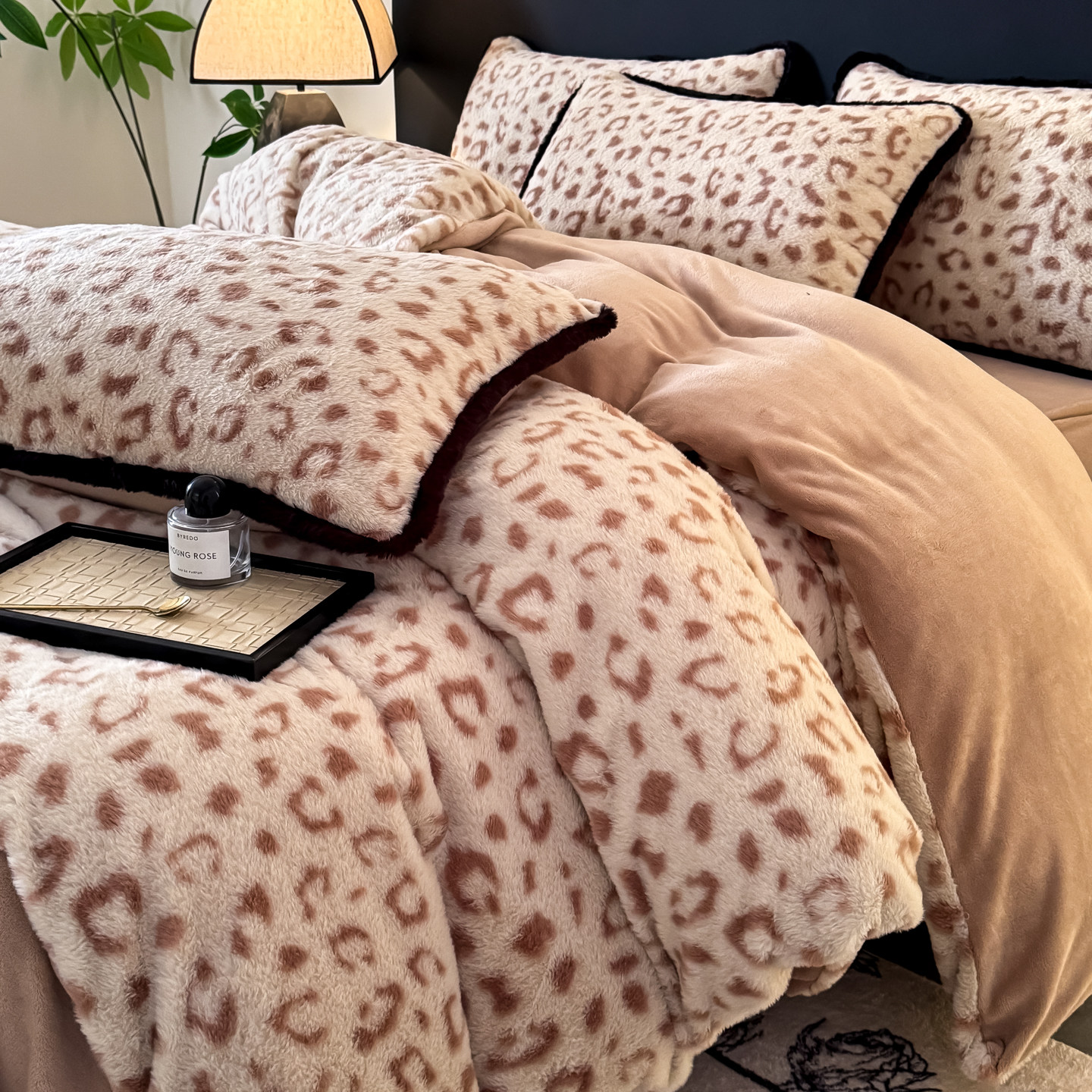 冬季加厚牛奶绒床上四件套双面绒高克重兔毛绒被套床单床品三件套