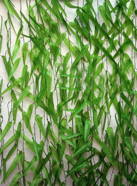 仿真柳条柳叶竹叶藤条假柳树条绿叶装饰大叶柳条枝葡萄叶假花藤条