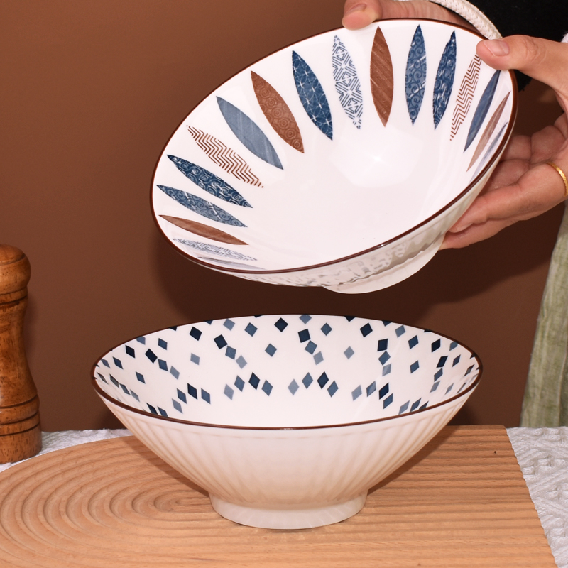 陶瓷日式斗笠面碗高温釉下彩