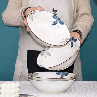 面碗家用2025新款8英寸吃面碗釉下彩陶瓷高颜值大汤碗餐具泡面碗