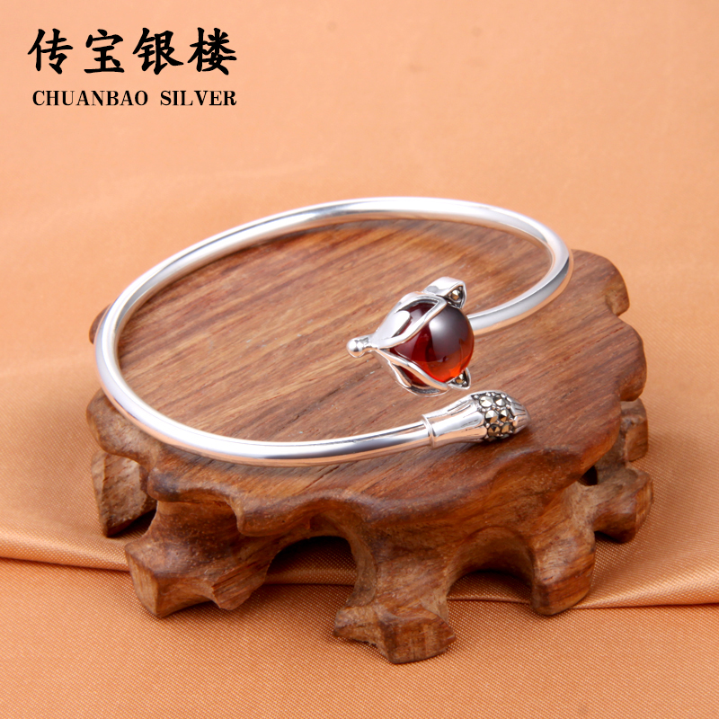 纯银狐狸手镯戒指吊坠耳坠套装女时尚简约足银饰品旺桃花招姻缘