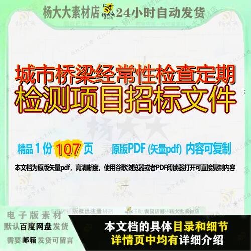 城市桥梁经常性检查定期检测项目招标文件107页 项目文件招标资
