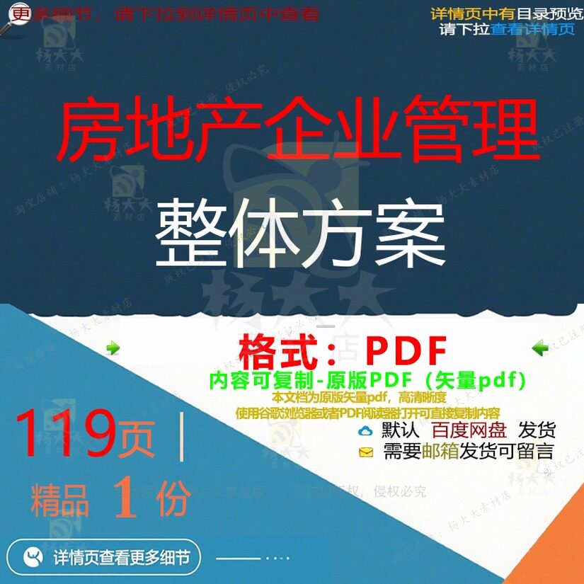 房地产企业管理整体方案119页 方案管理企业整体资料文档房地产
