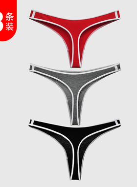 tback纯棉丁字裤女士运动健身thong性感低腰隐形无痕红色三角内裤