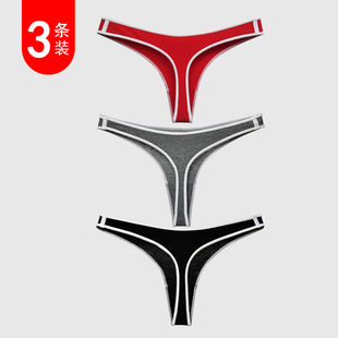 tback纯棉丁字裤女士运动健身thong性感低腰隐形无痕红色三角内裤