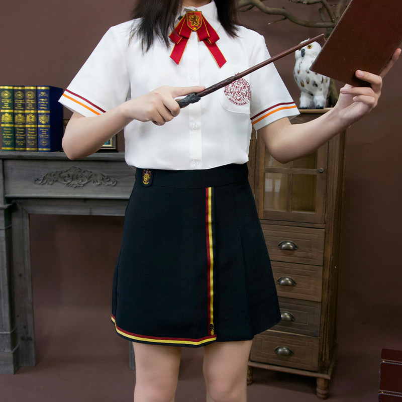 正版哈利波特服装联名款学院风衬衫夏季短袖白衬衫jk校服格兰芬多