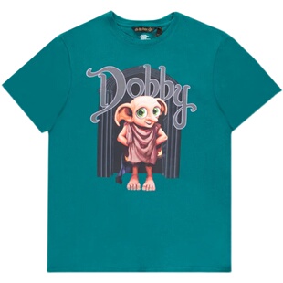 哈利波特周边联名宠物家养小精灵多比刺绣袜 纯棉短袖T恤宽松上衣