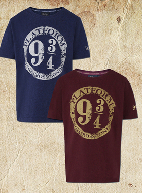 哈利波特正版周边九又四分之三站台标志烫金刺绣纯棉短袖T恤上衣