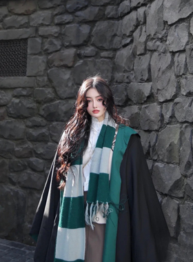 哈利周边波特冬季斯莱特林蛇院 学院 刺绣徽章 围巾加长加厚