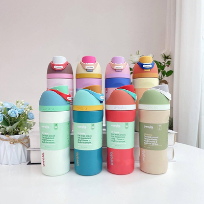 owala Freesip Kids16OZ保温杯水杯不锈钢吸管保温杯运动杯弹盖杯